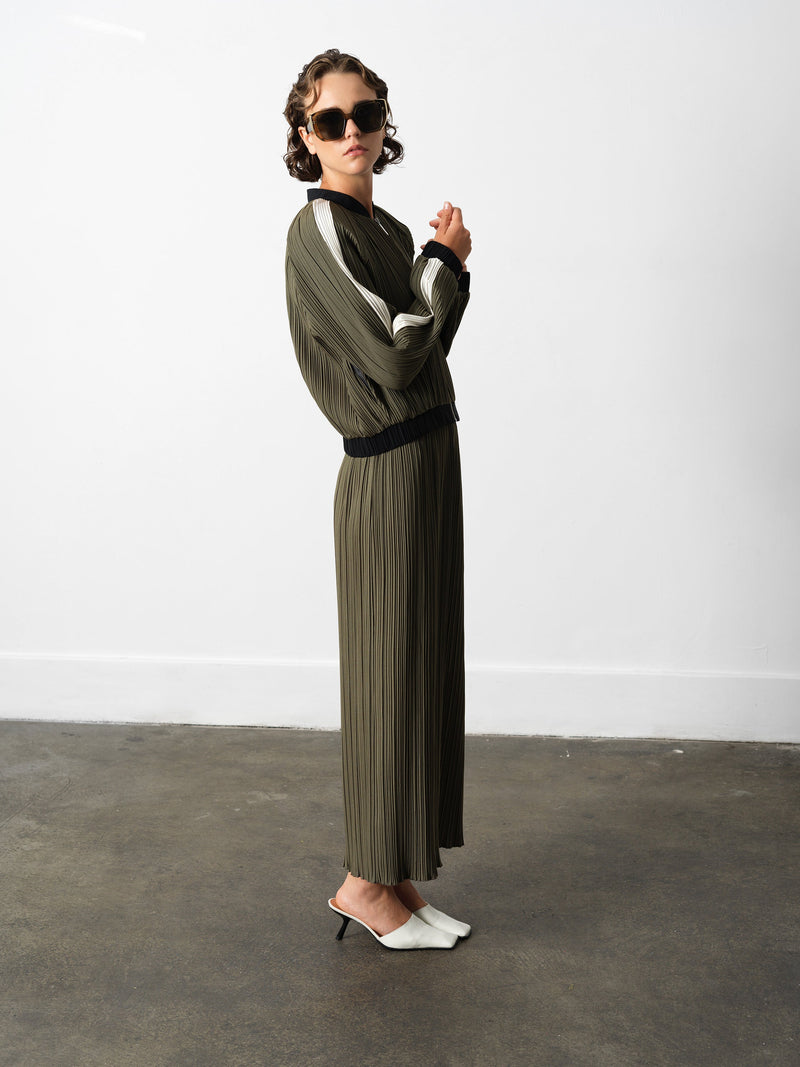Niri Plisse Bomber Jacket
