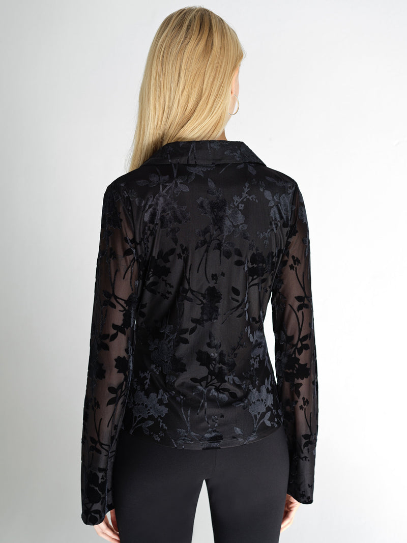 Idina Devore Long Sleeve Collared Top