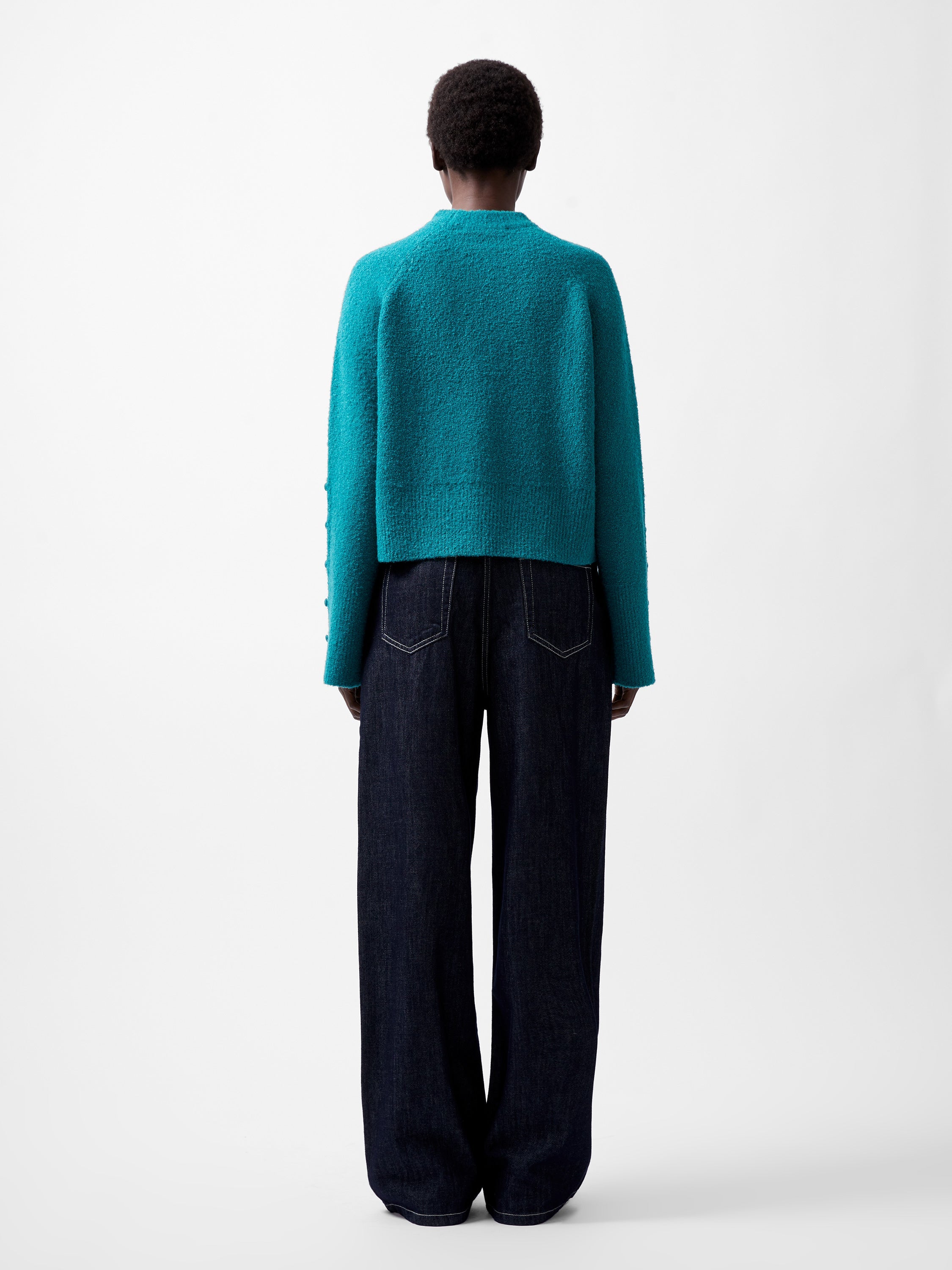 Melissa Boucle Button Detail Sleeve Jumper