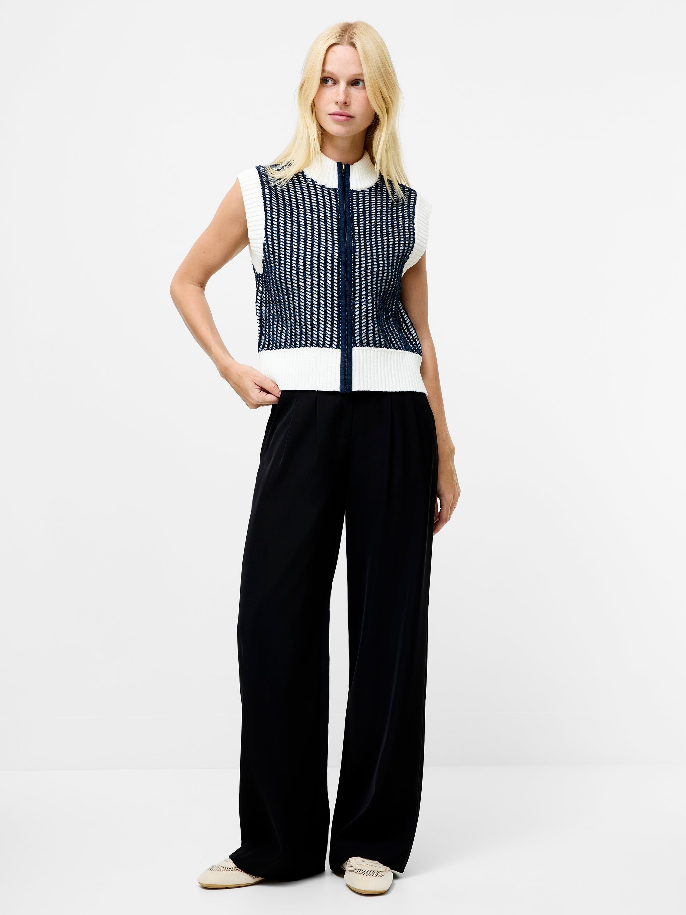Klara Sleeveless Zip Up Knit Jumper