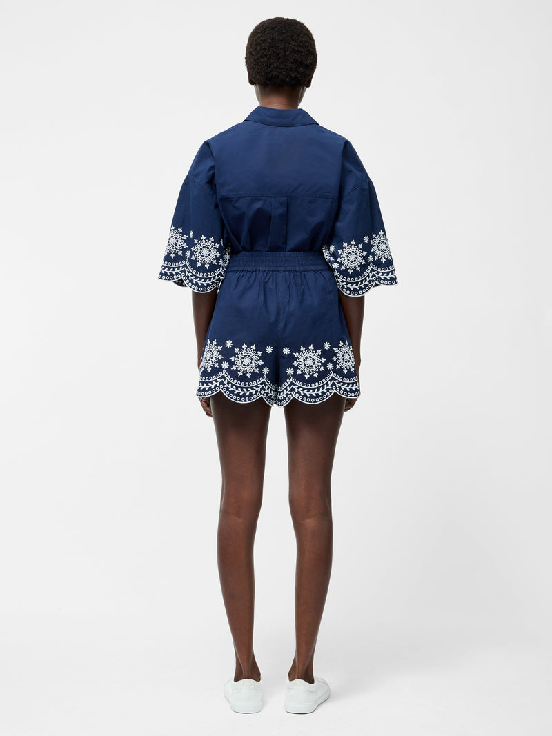 Embroidered Hem Shorts