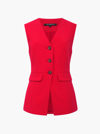 Carlie Longline Red Fitted Waistcoat