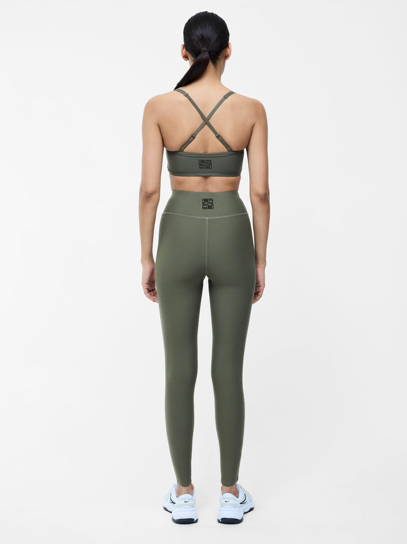 Khaki Ruched Sports Bra