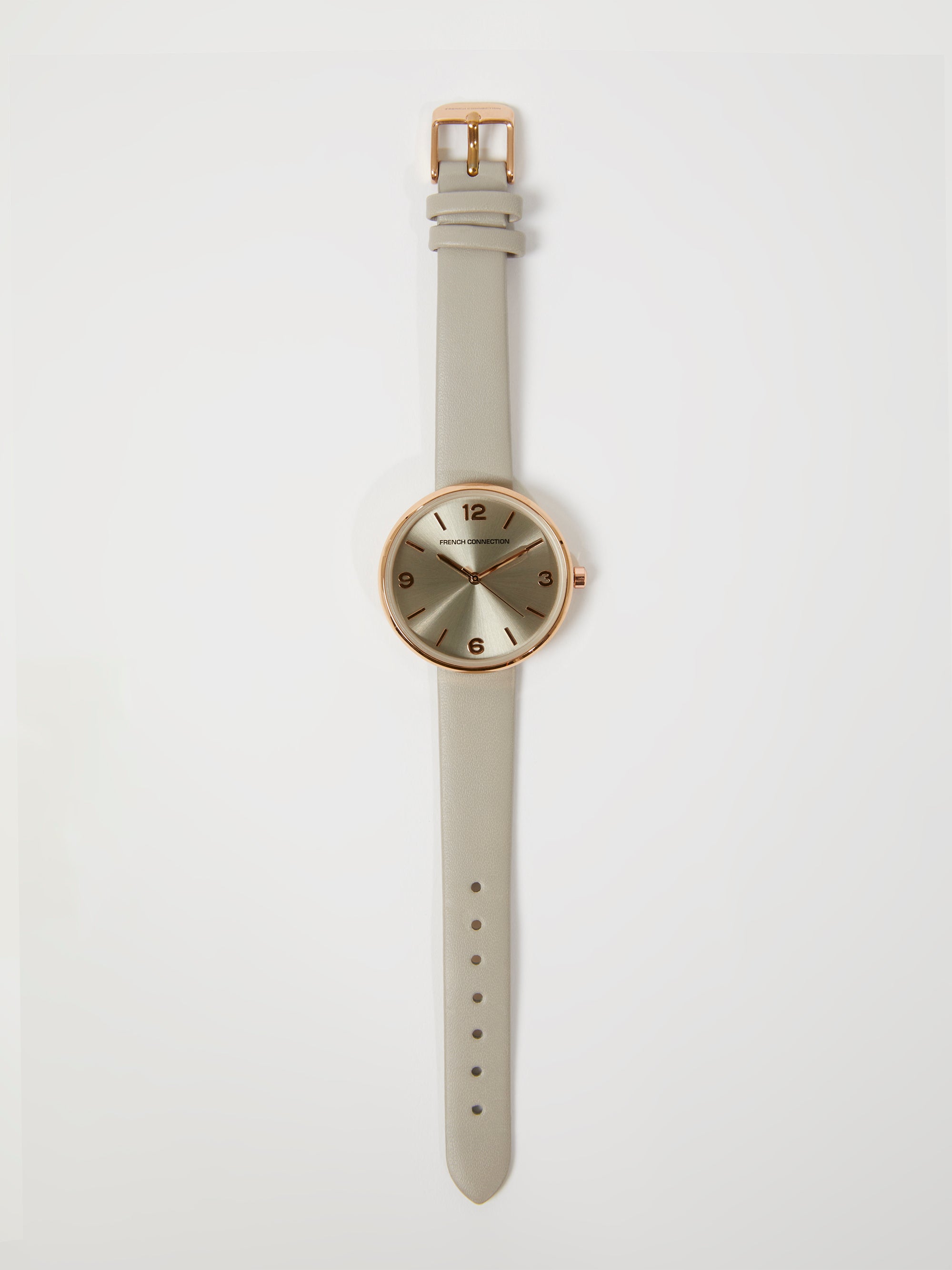Grey Leather Strap Watch