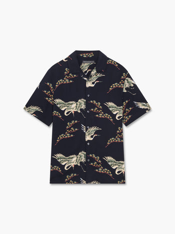 Bird Viscose Revere Short Sleeve Shirt