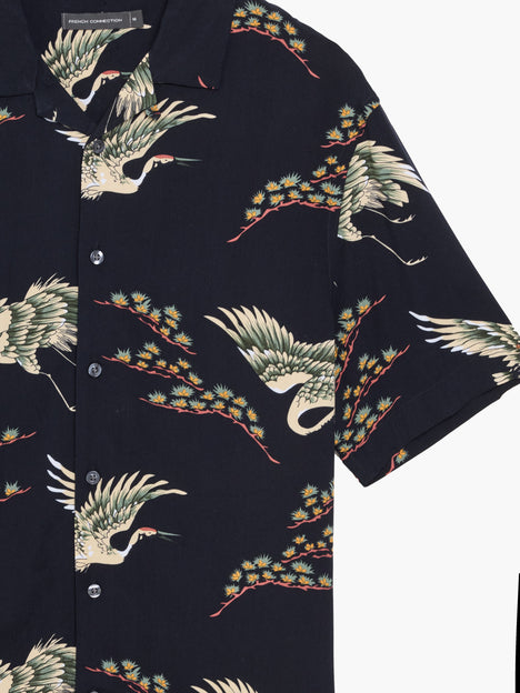 Bird Viscose Revere Short Sleeve Shirt