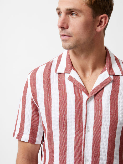 Waffle Striped Short Sleeve Shirt