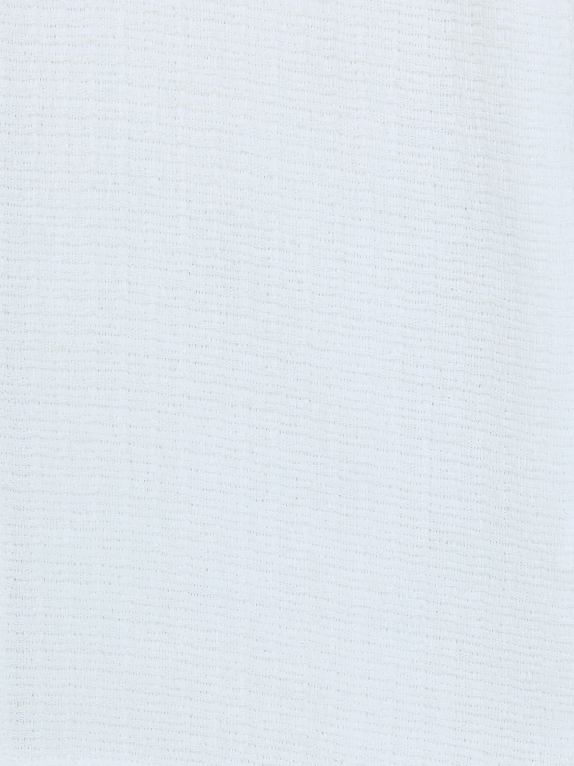 Short Sleeve Open Weave White Button-Through Shirt