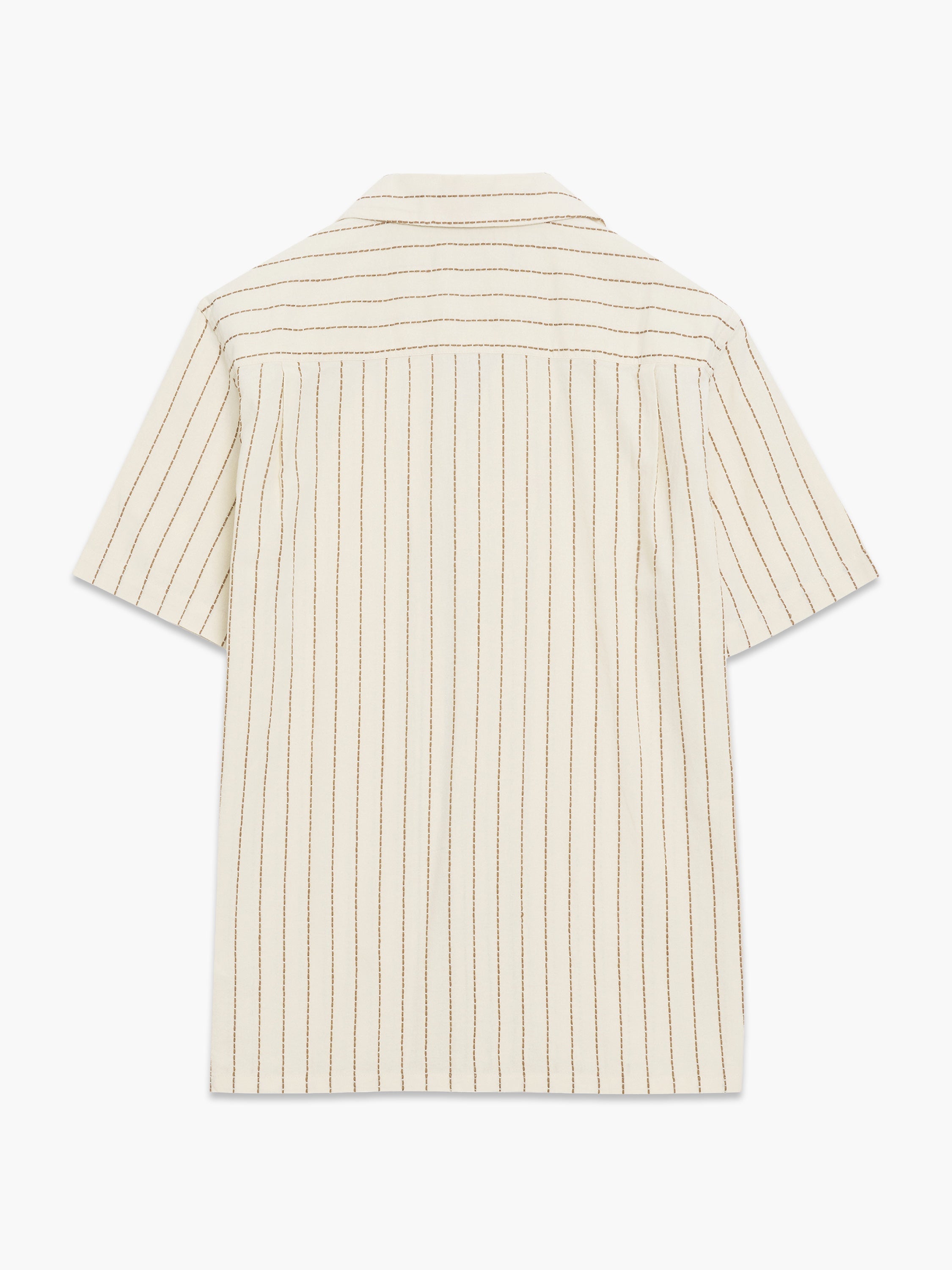 Short Sleeve Contrast Stitch Stripe Shirt