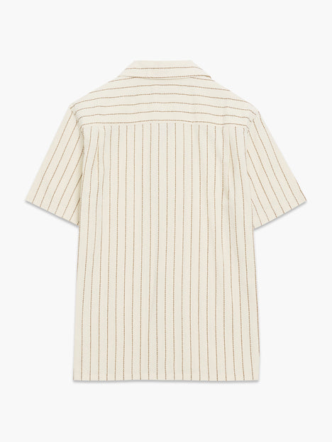 Short Sleeve Contrast Stitch Stripe Shirt