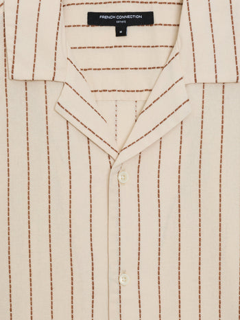 Short Sleeve Contrast Stitch Stripe Shirt