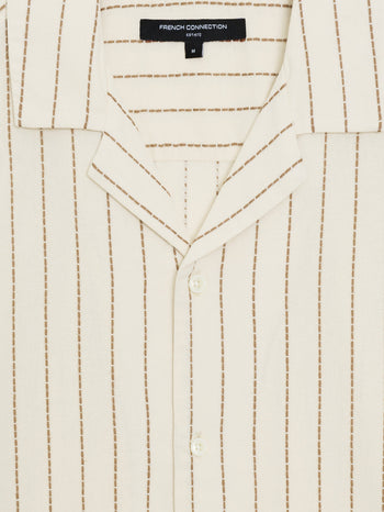 Short Sleeve Contrast Stitch Stripe Shirt