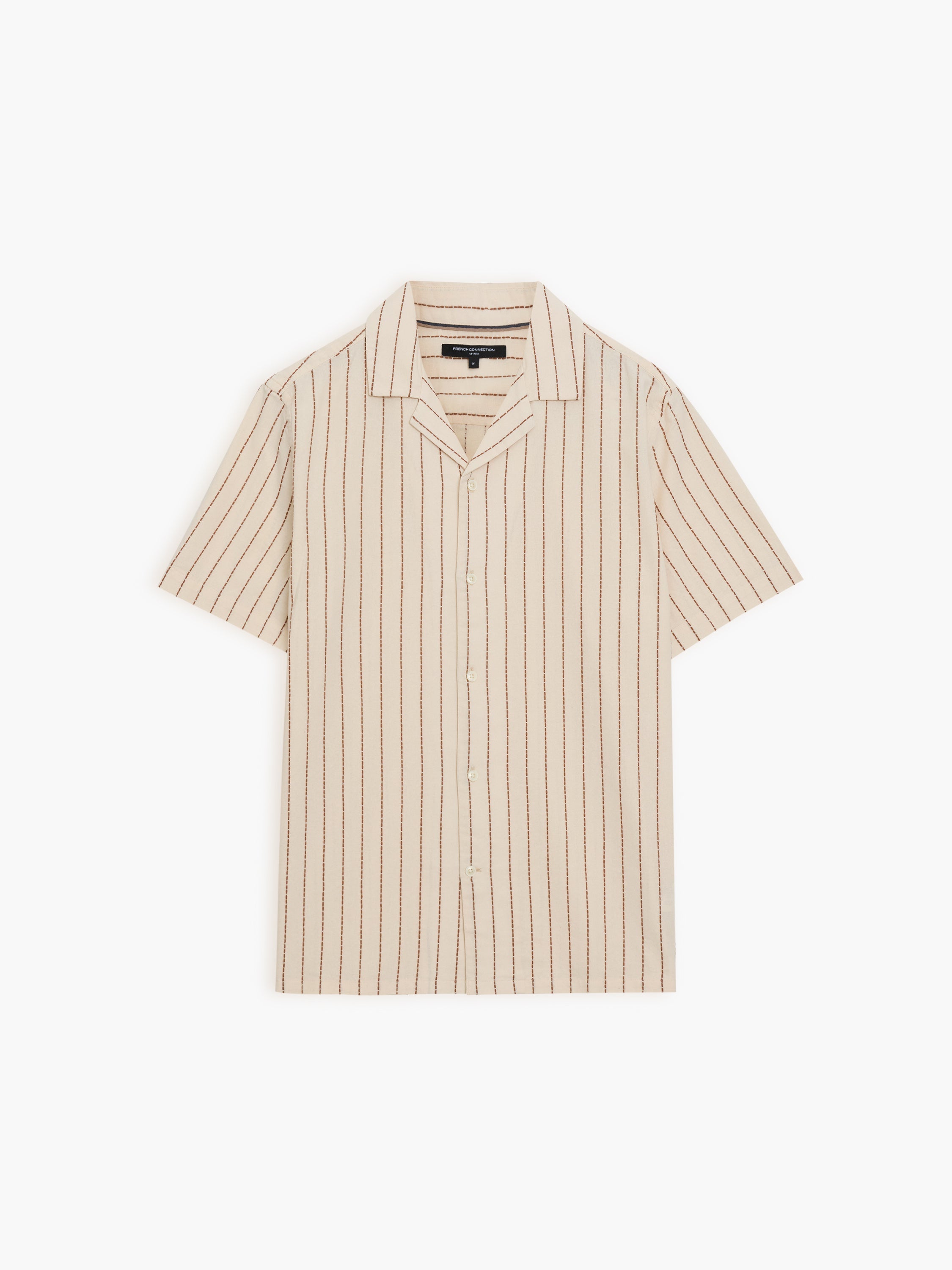 Short Sleeve Contrast Stitch Stripe Shirt