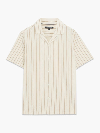 Short Sleeve Contrast Stitch Stripe Shirt