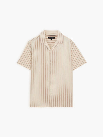 Short Sleeve Contrast Stitch Stripe Shirt