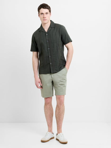 Short Sleeve Textured Striped Holiday Shirt