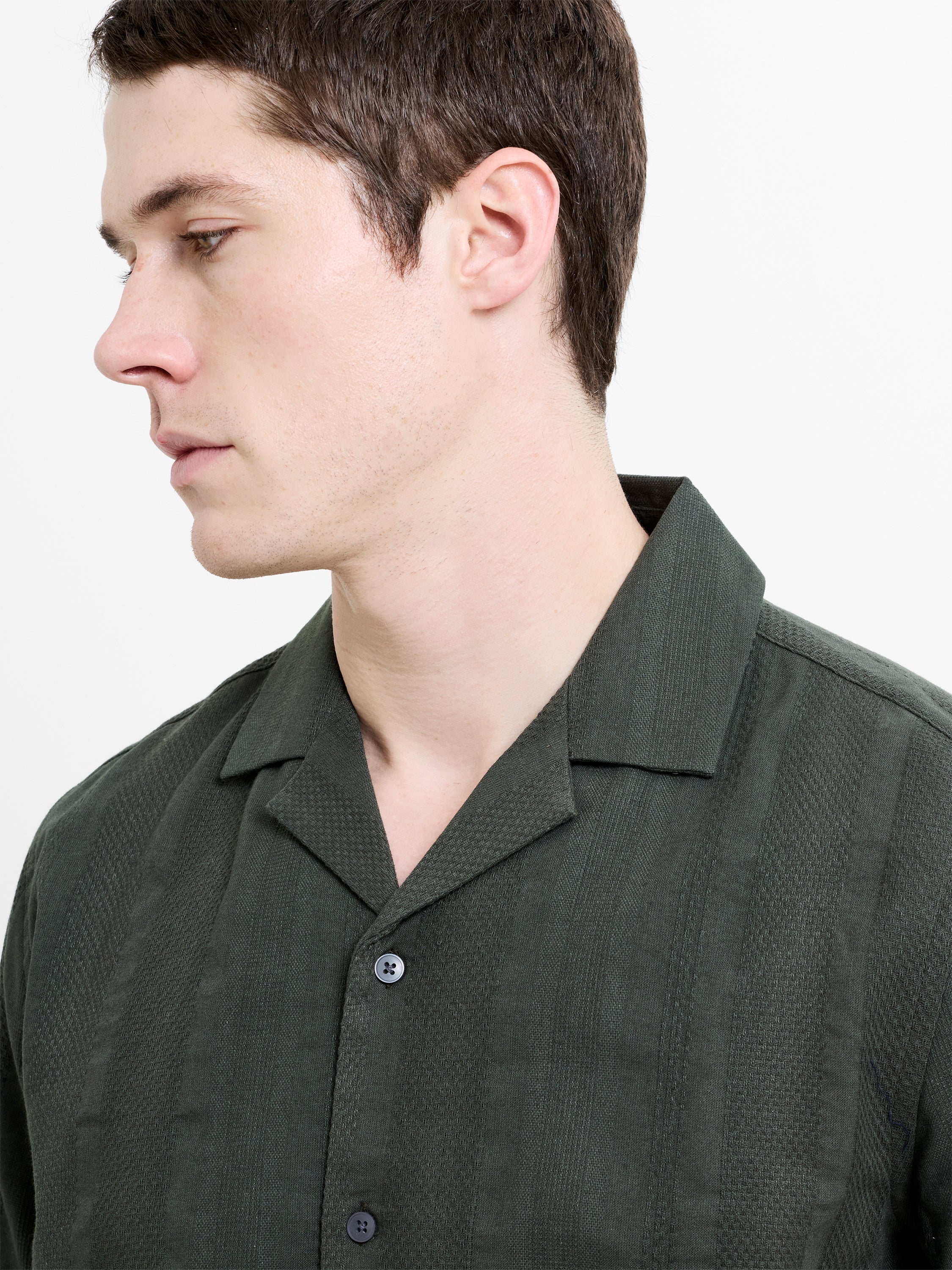 Short Sleeve Textured Striped Holiday Shirt