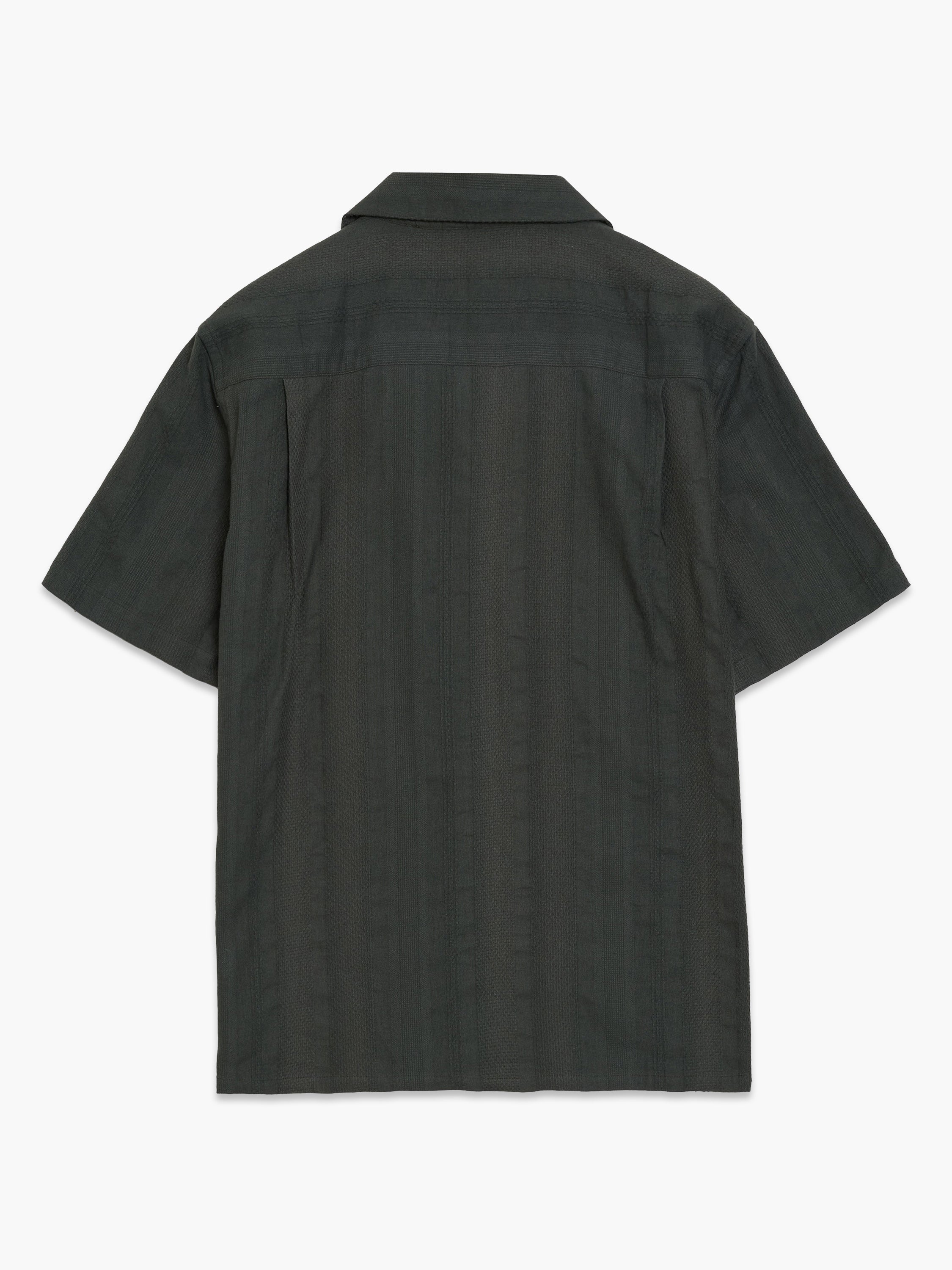 Short Sleeve Textured Striped Holiday Shirt