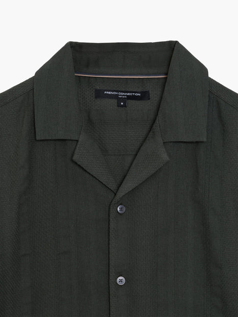Short Sleeve Textured Striped Holiday Shirt