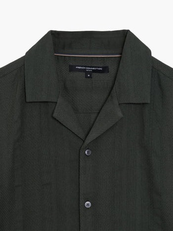 Short Sleeve Textured Striped Holiday Shirt