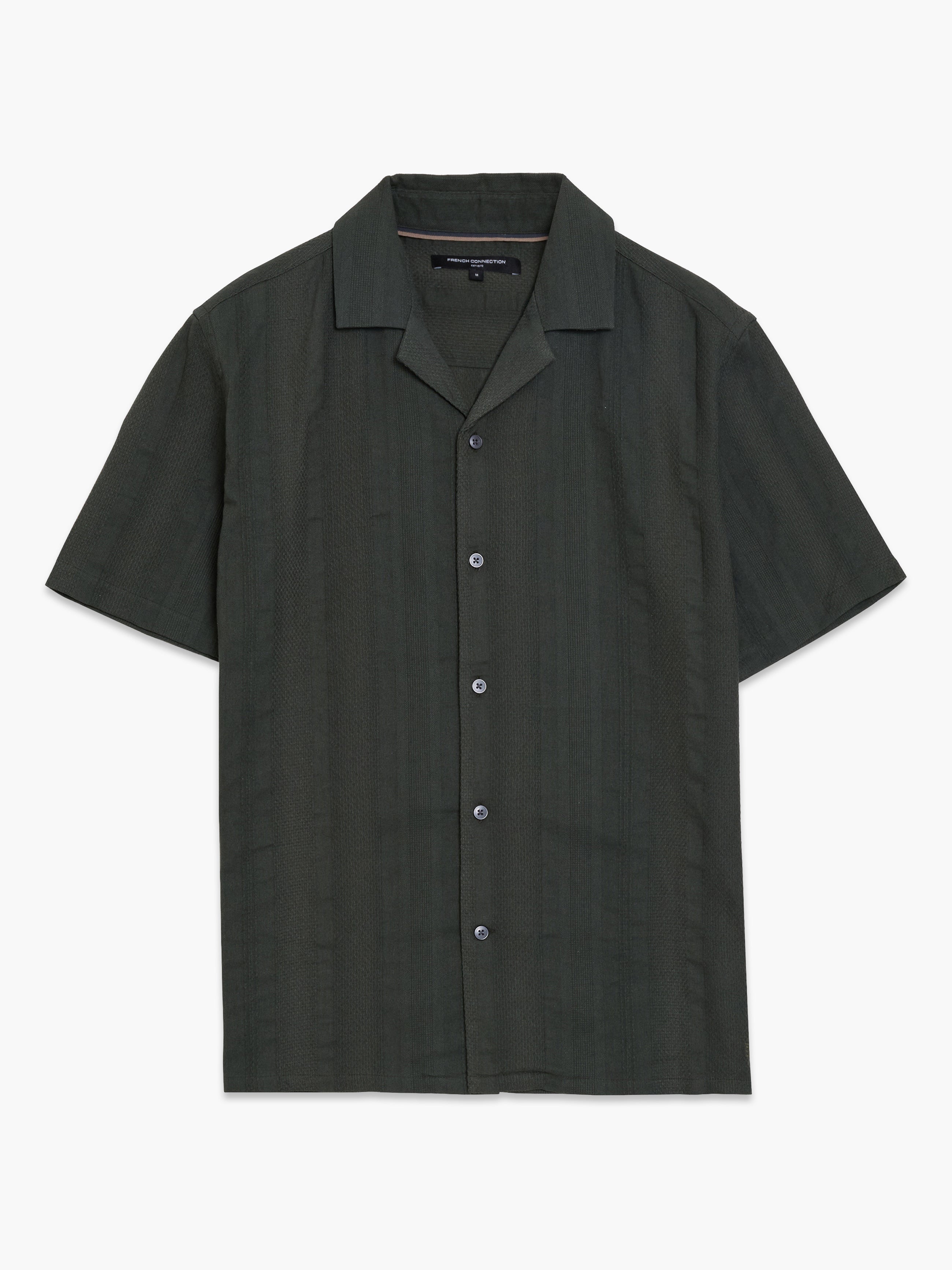 Short Sleeve Textured Striped Holiday Shirt