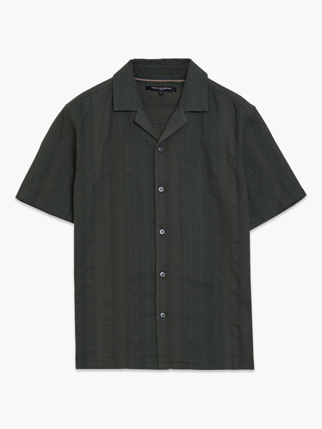 Short Sleeve Textured Striped Holiday Shirt