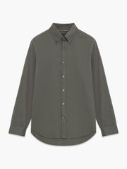 Long Sleeve Twill Khaki Green Oxford Shirt