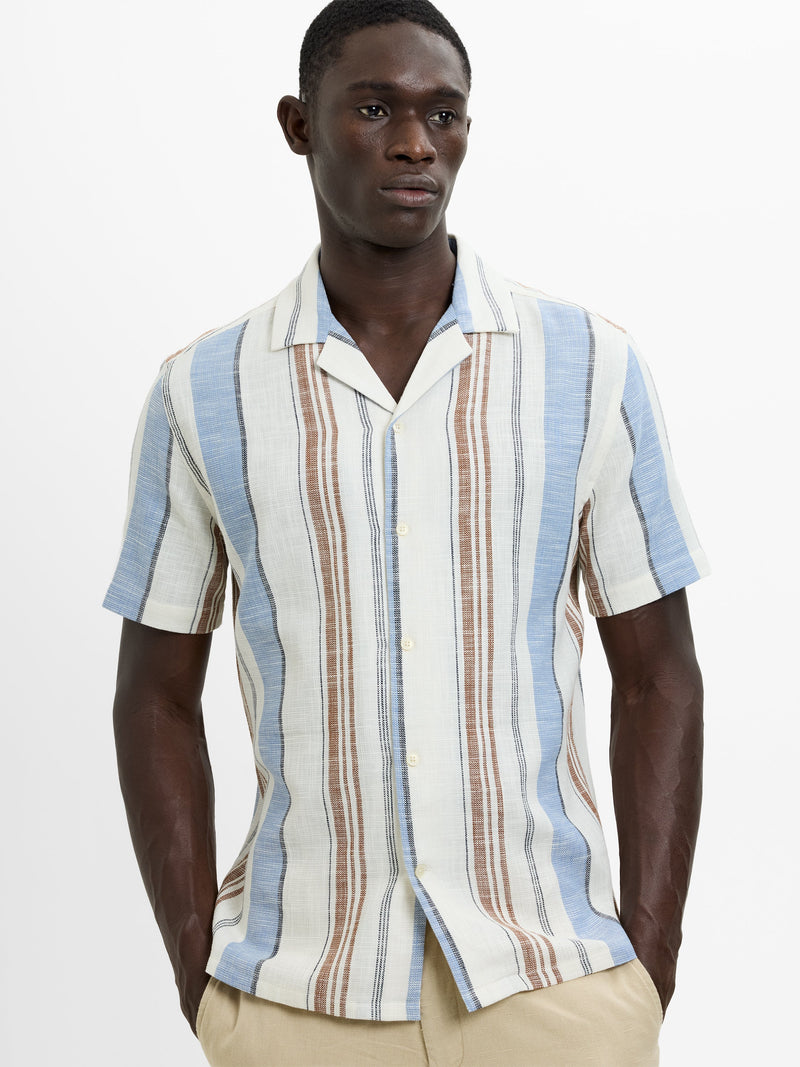 Short Sleeve Open Weave Stripe Shirt