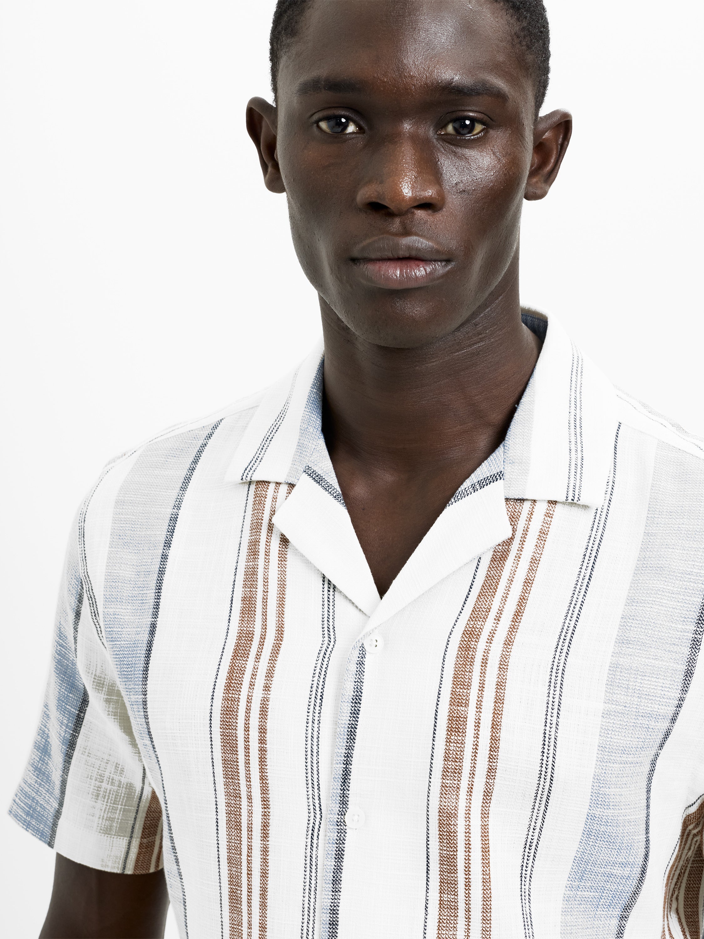 Short Sleeve Open Weave Stripe Shirt