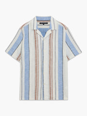 Short Sleeve Multi Stripe Revere Collar Shirt