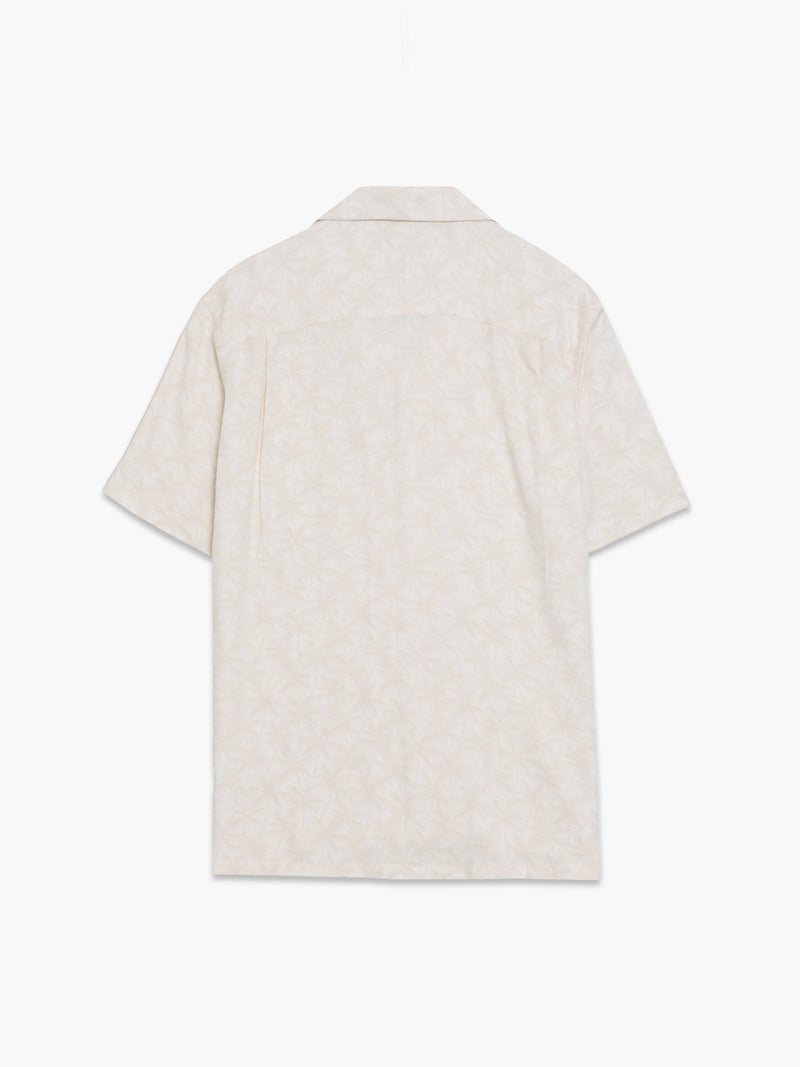 Short Sleeve Palm Print Holiday Shirt