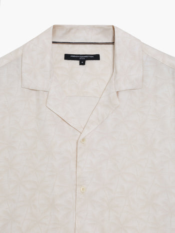 Short Sleeve Palm Print Holiday Shirt