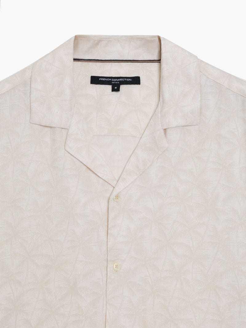 Short Sleeve Palm Print Holiday Shirt