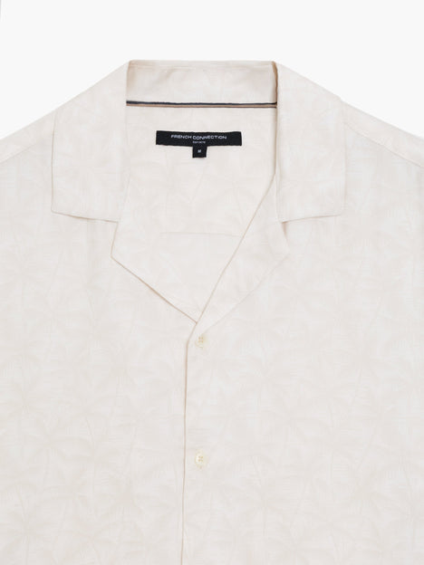 Short Sleeve Palm Print Holiday Shirt