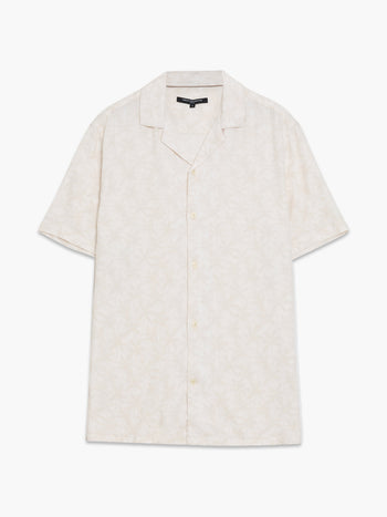 Short Sleeve Palm Print Holiday Shirt