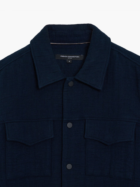 Long Sleeve Stripe Textured Canvas Shirt