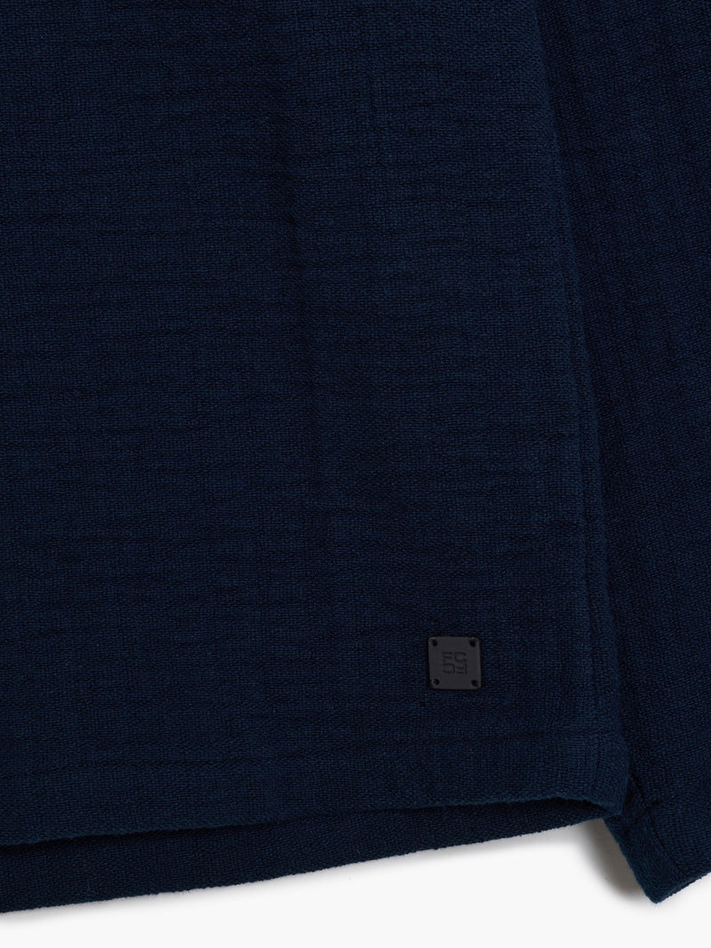 Long Sleeve Stripe Textured Canvas Shirt