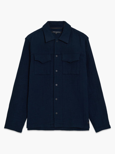Long Sleeve Stripe Textured Canvas Shirt