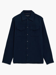 Long Sleeve Stripe Textured Canvas Navy Shirt