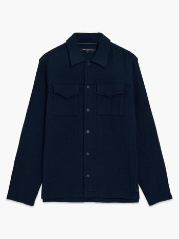 Long Sleeve Stripe Textured Canvas Shirt