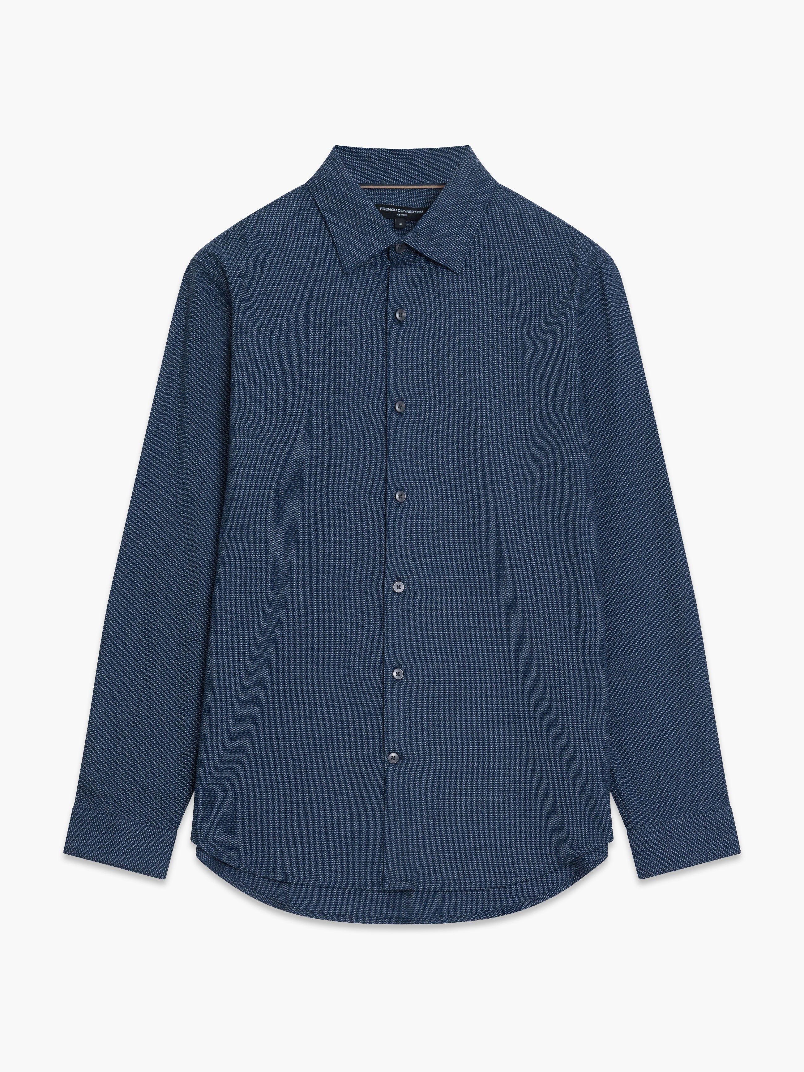 Long Sleeve Basket Weave Two Tone Tweed Shirt