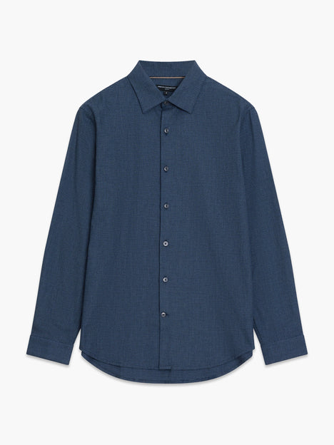 Long Sleeve Basket Weave Two Tone Tweed Shirt