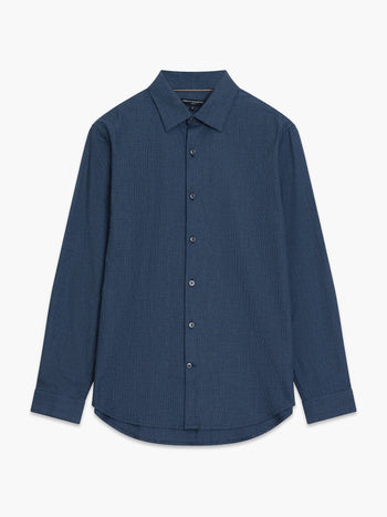 Long Sleeve Basket Weave Two Tone Tweed Shirt