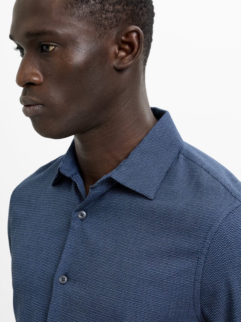 Long Sleeve Basket Weave Two Tone Tweed Shirt