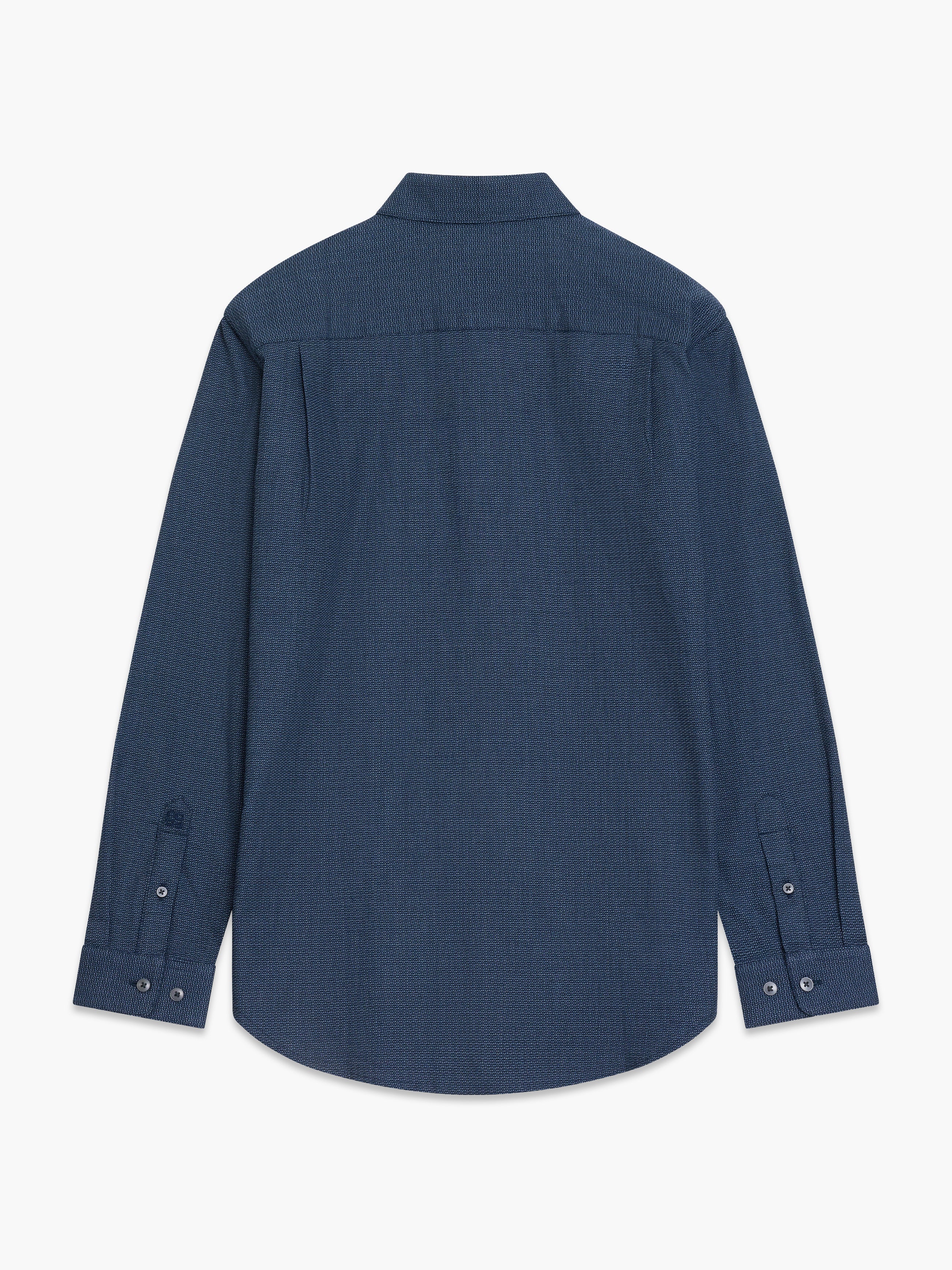 Long Sleeve Basket Weave Two Tone Tweed Shirt