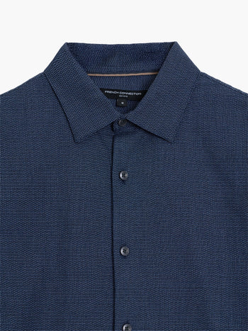 Long Sleeve Basket Weave Two Tone Tweed Shirt