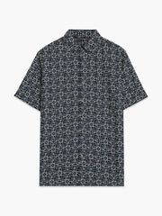 Short Sleeve Floral Print Navy Shirt