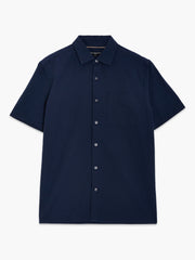 Short Sleeve Seersucker Dark Blue Shirt