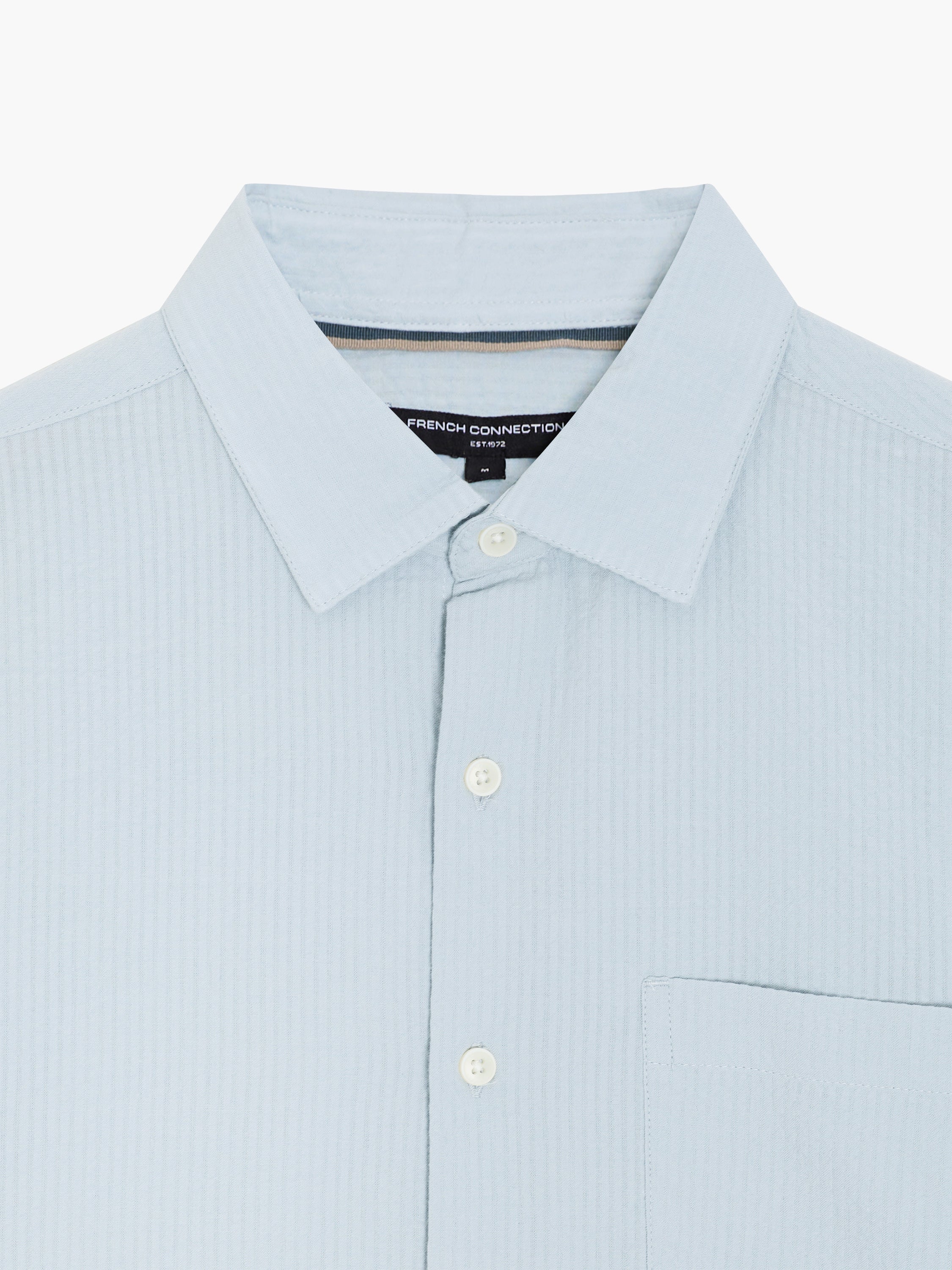 Short Sleeve Seersucker Light Blue Shirt