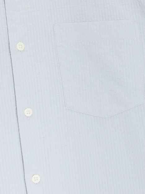 Short Sleeve Seersucker Light Blue Shirt